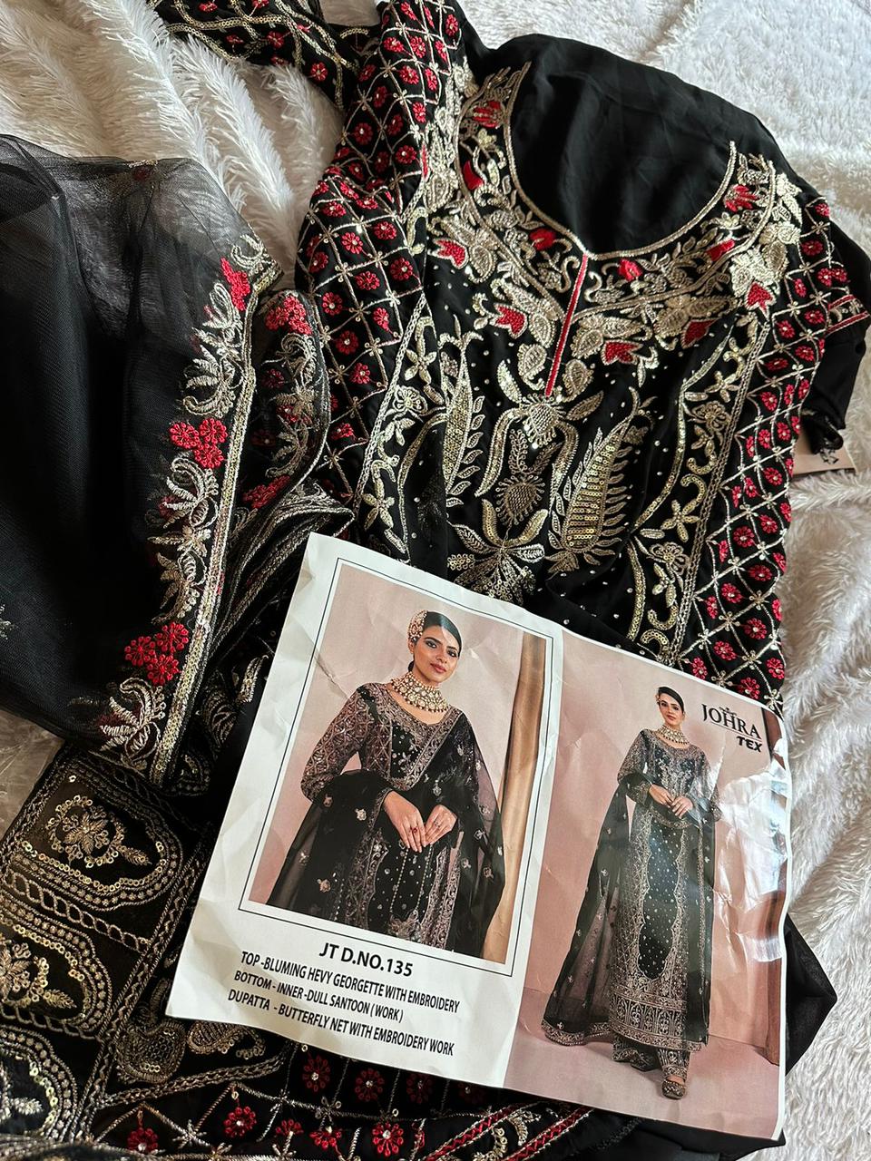 JT 135 Bluming Georgette Embroidery Pakistani Suits Wholesale Shop In Surat